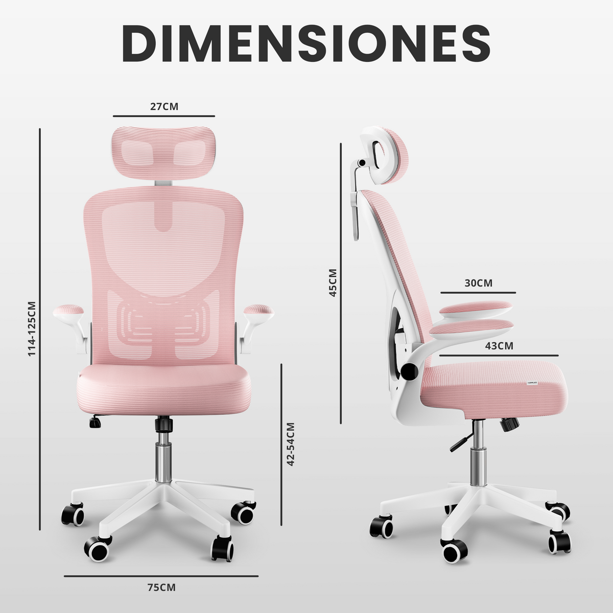 Silla escritorio ergonómica con reposacabezas y reposabrazos elevables