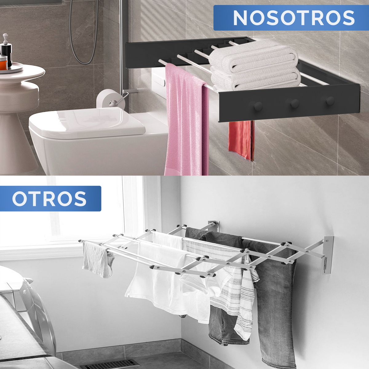 Tendedero plegable de pared con perchas - Jupplies