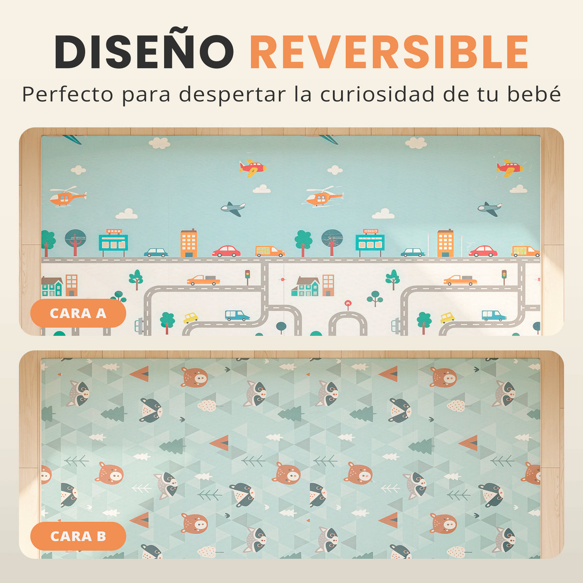 Alfombra bebé acolchada plegable (200x180cm y 1cm grosor) - Jupplies