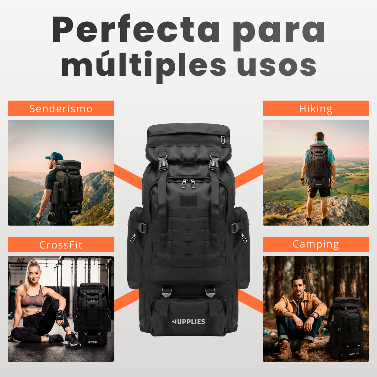Mochila táctica profesional 80 L - Jupplies