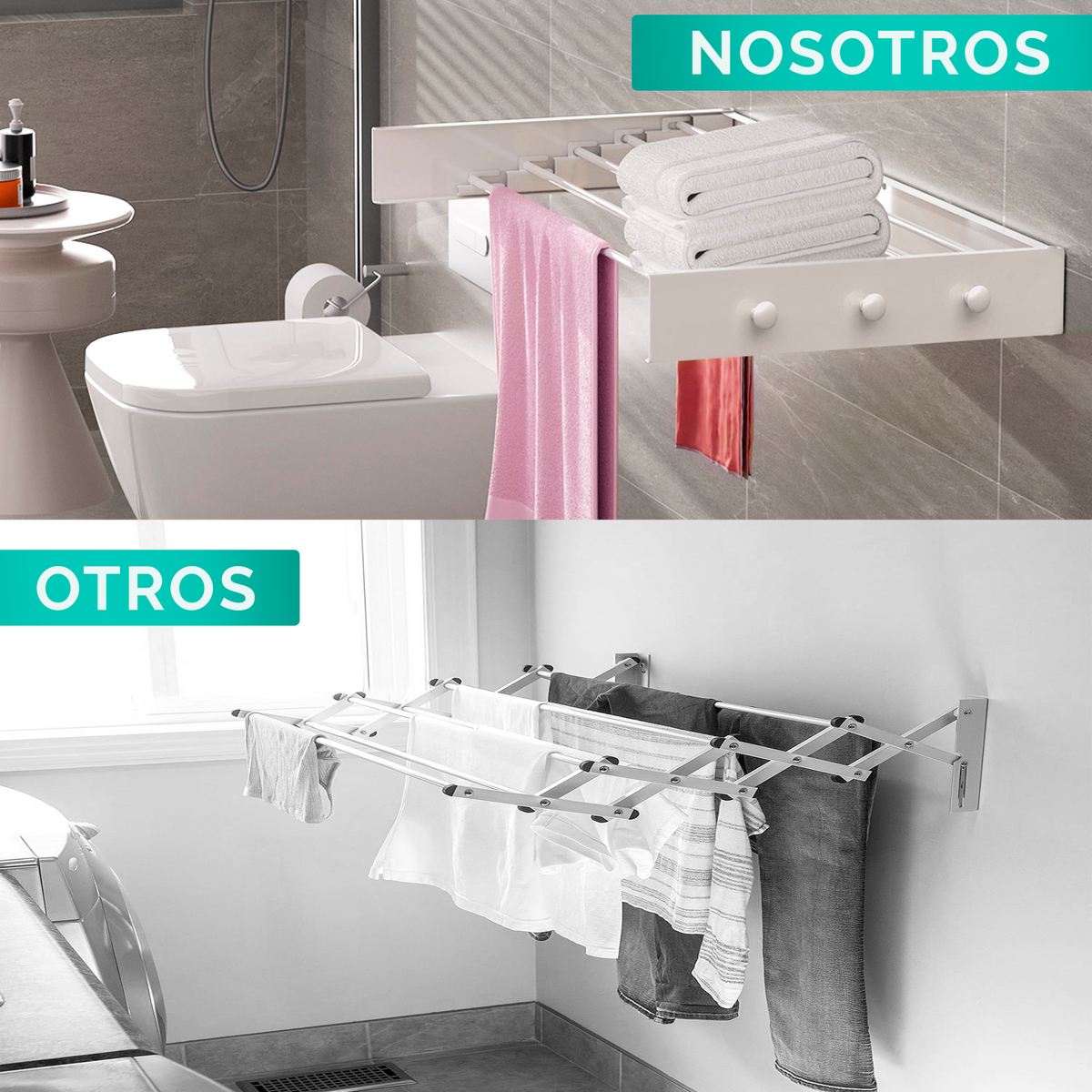 Tendedero plegable de pared con perchas - Jupplies