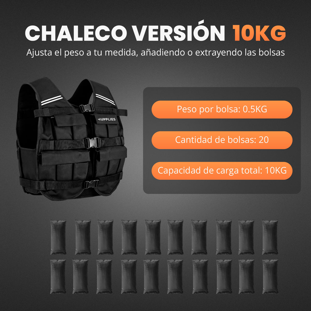 Chaleco lastrado ajustable