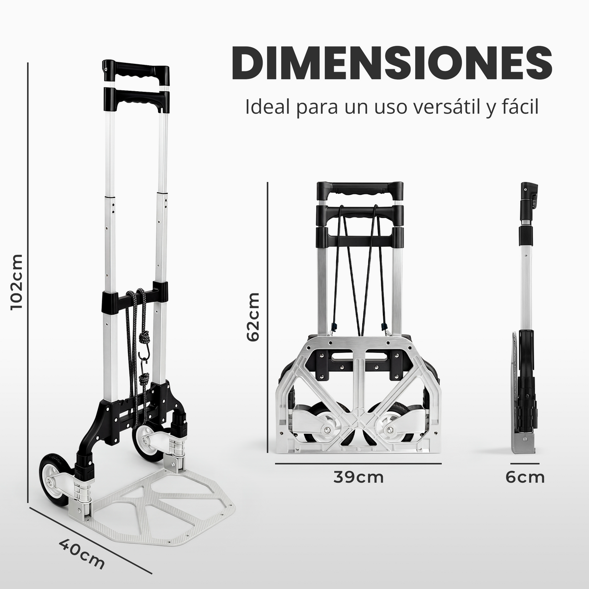 Carretilla plegable de aluminio + cuerda