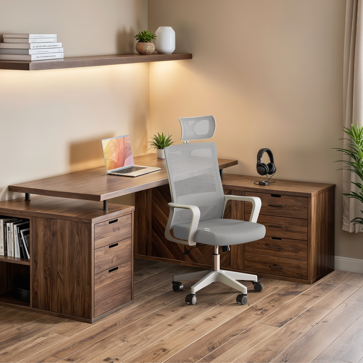 Silla escritorio ergonómica con reposacabezas