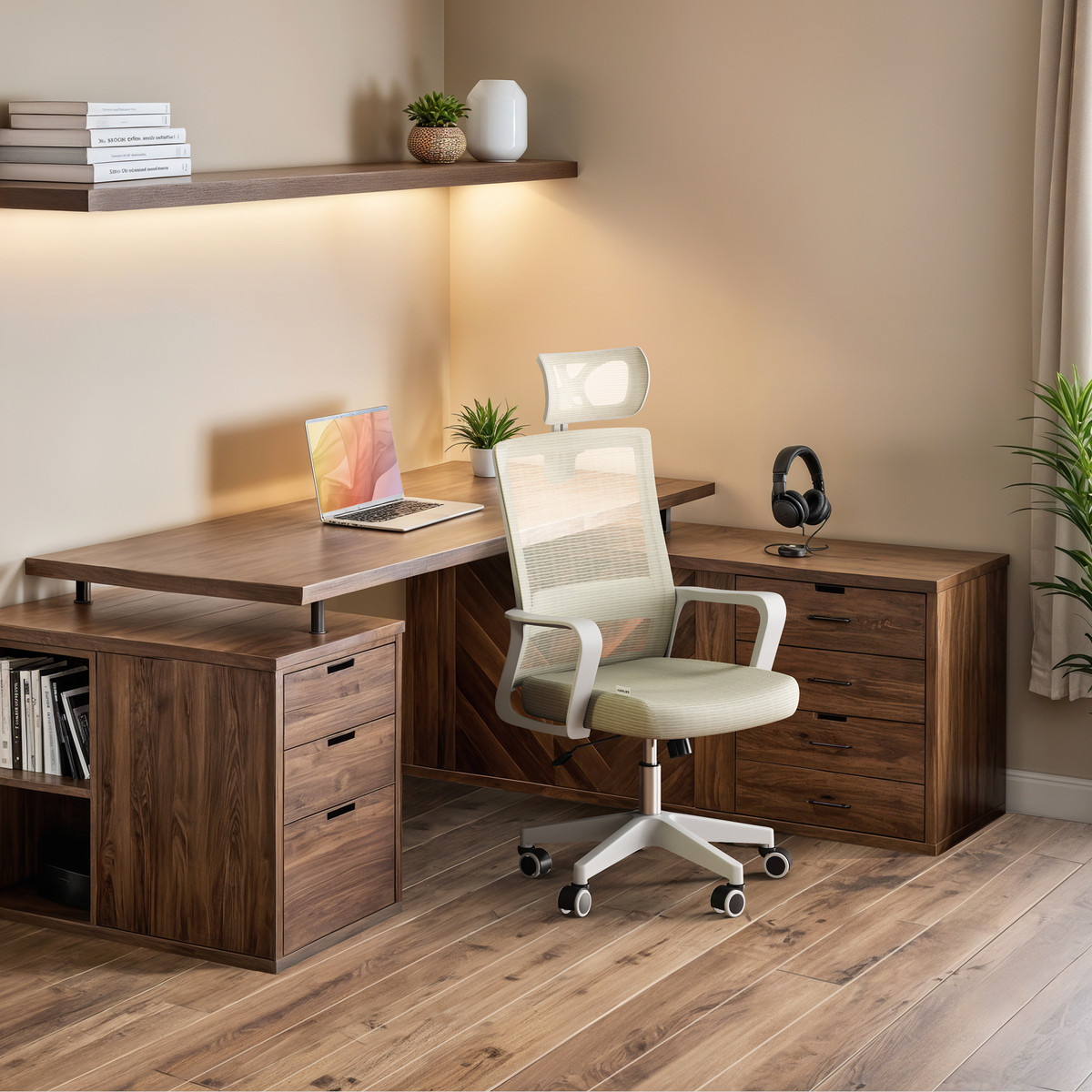 Silla escritorio ergonómica con reposacabezas