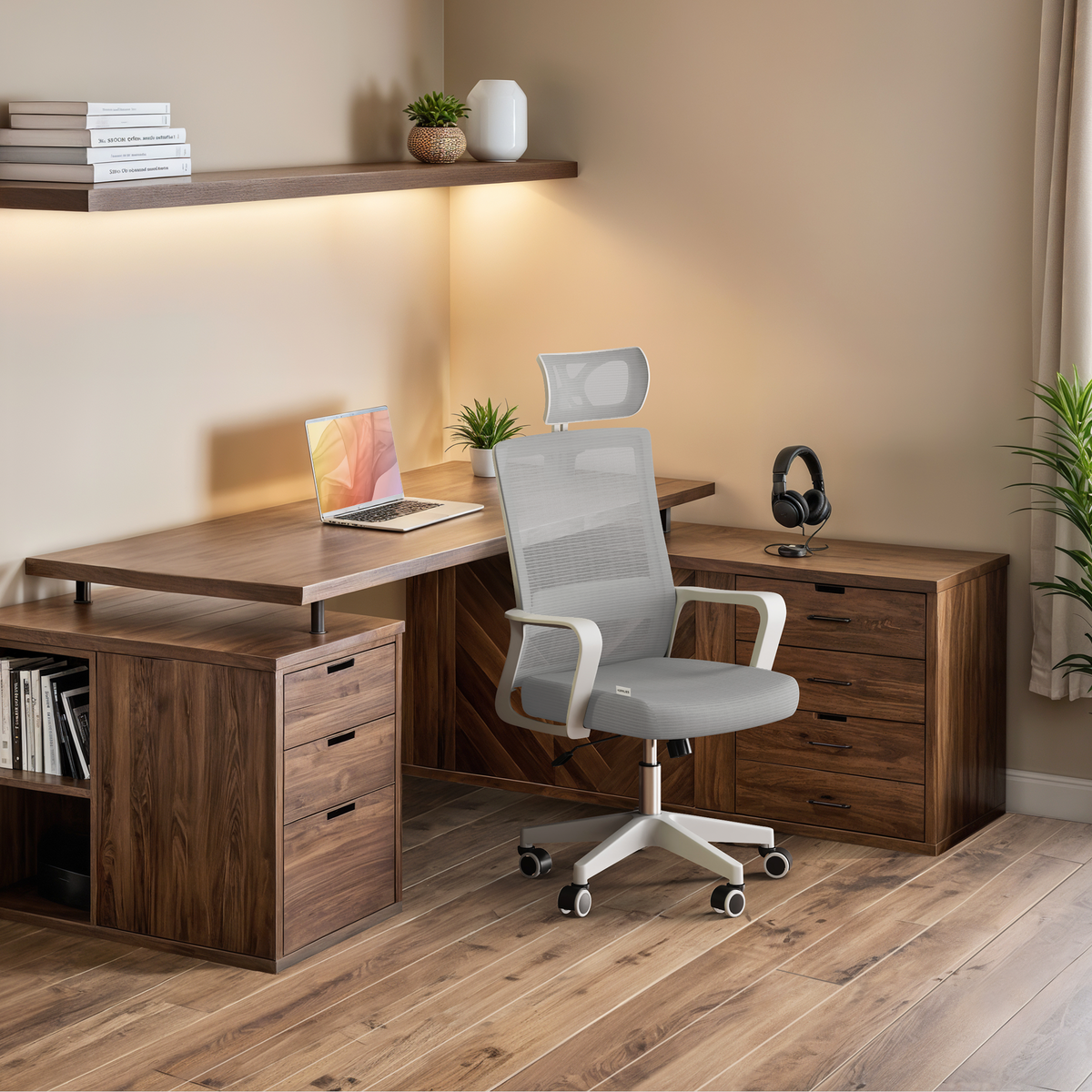Silla escritorio ergonómica con reposacabezas