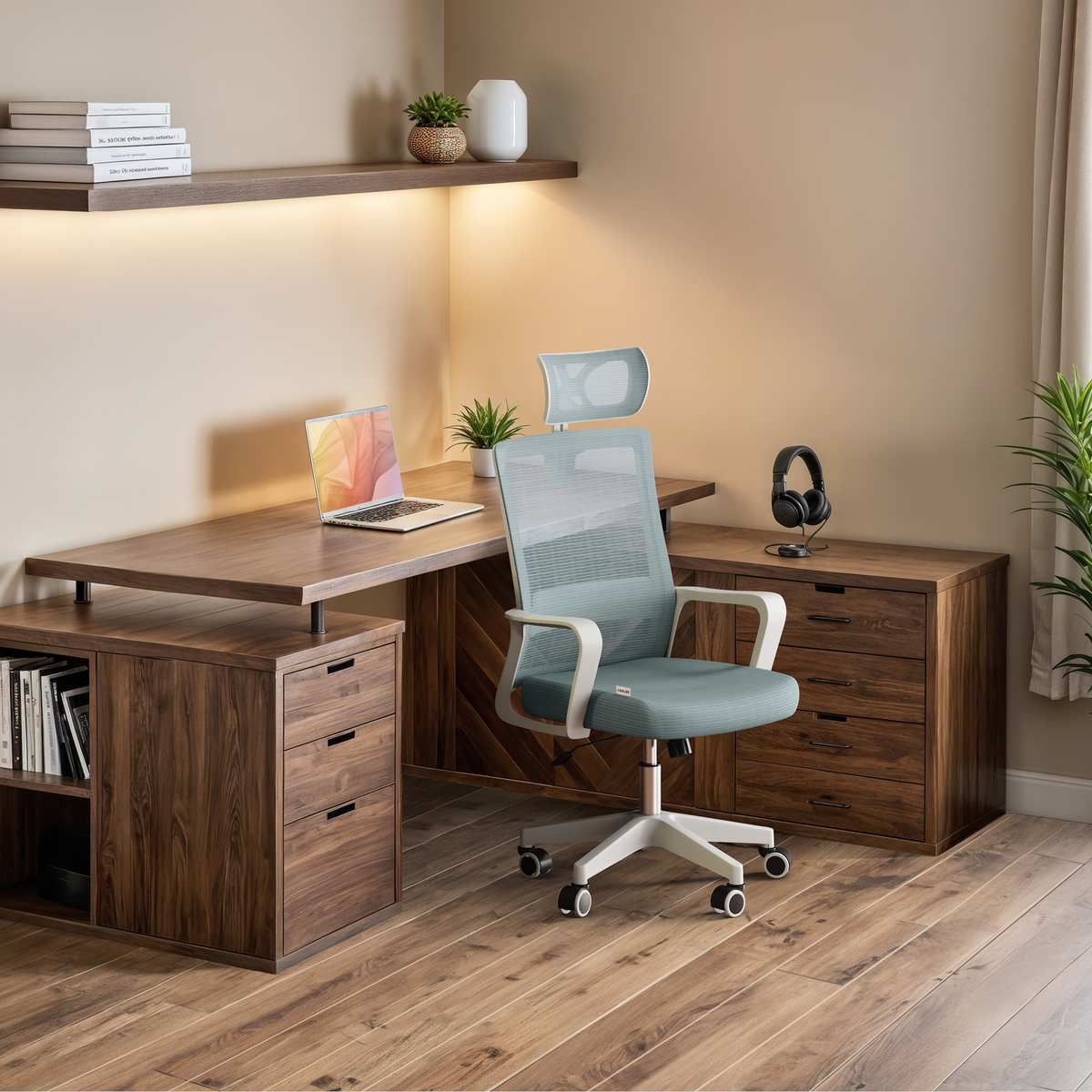 Silla escritorio ergonómica con reposacabezas