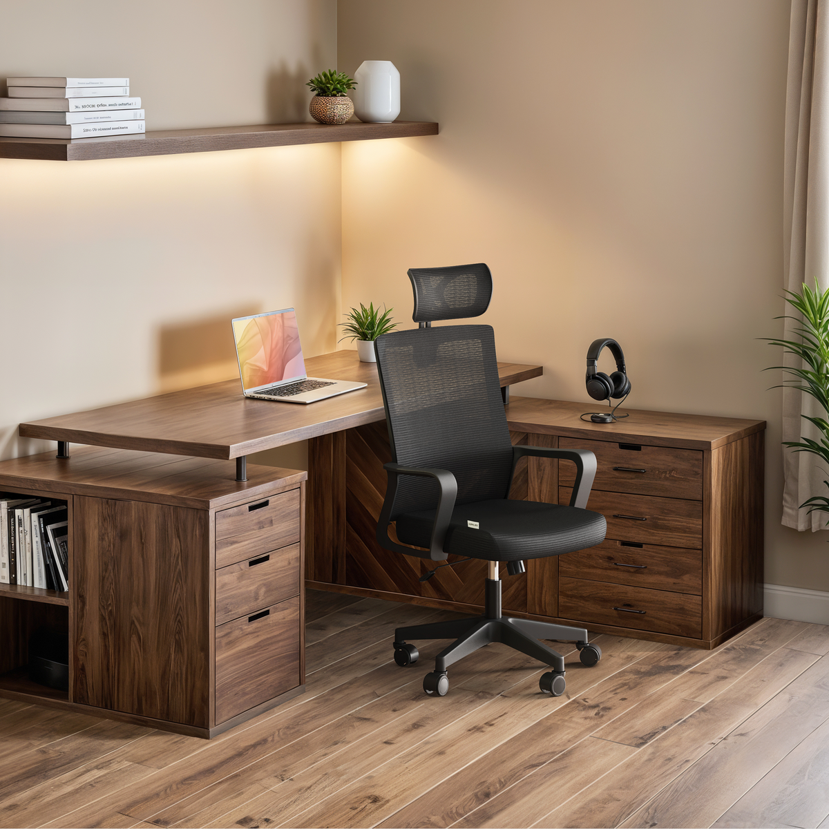 Silla escritorio ergonómica con reposacabezas