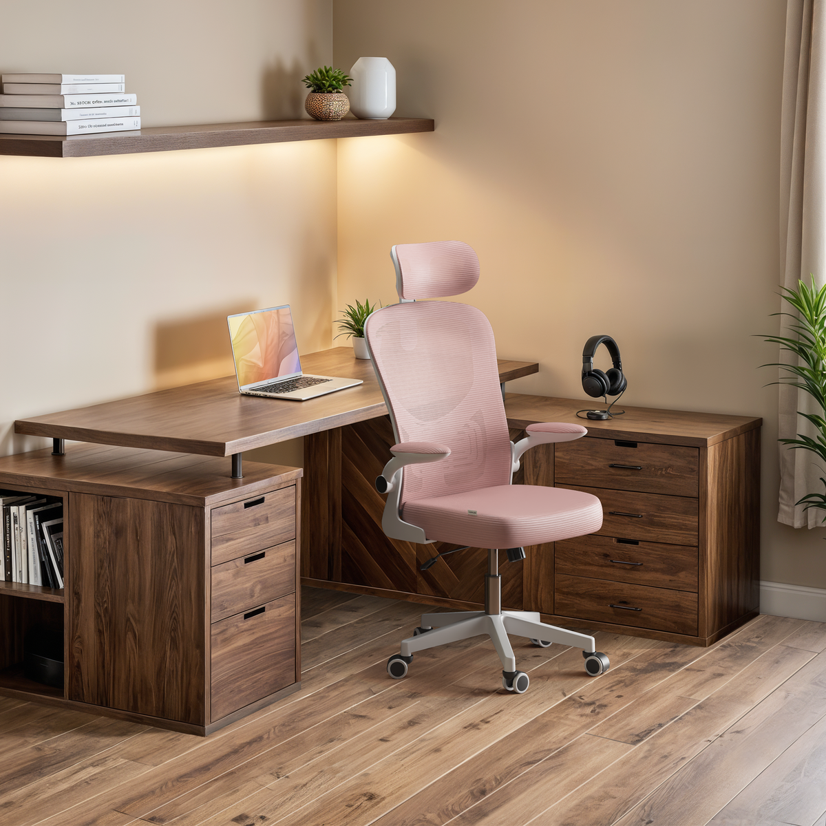 Silla escritorio ergonómica con reposacabezas y reposabrazos elevables