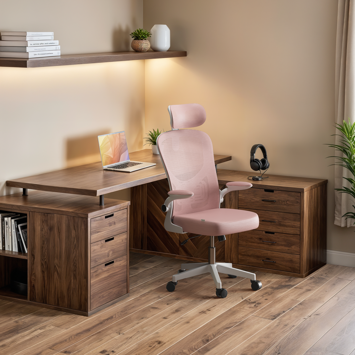 Silla escritorio ergonómica con reposacabezas y reposabrazos elevables