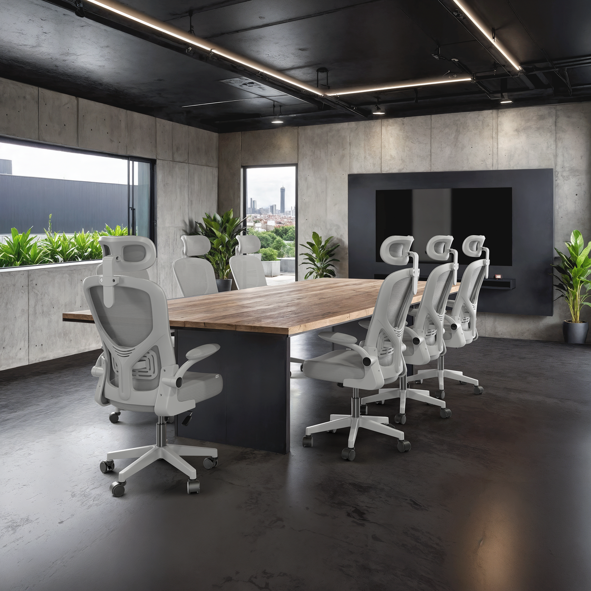 Silla escritorio ergonómica con reposacabezas y reposabrazos elevables