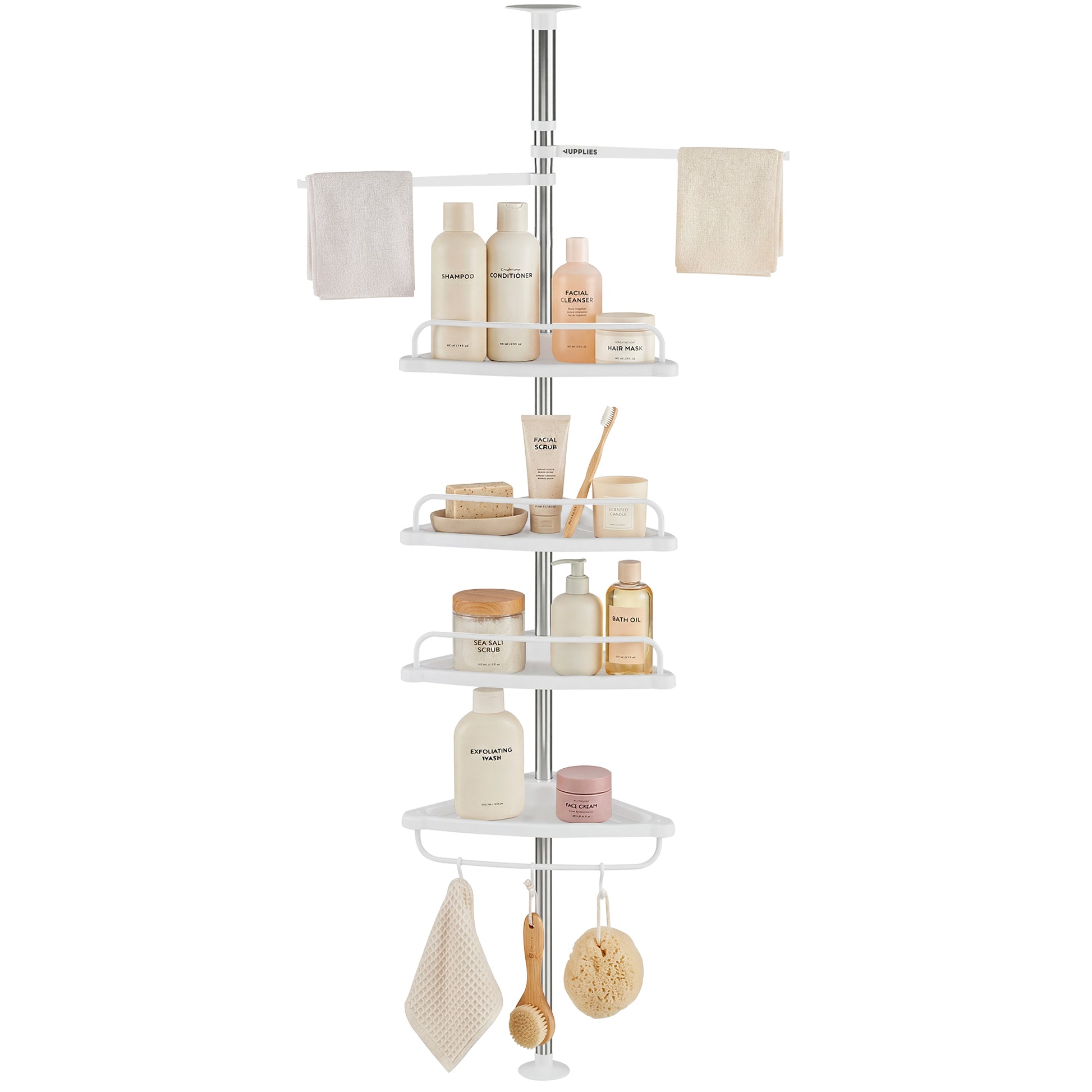 Estanteria telescopica blanca de 100 a 320 cm para bano y cocina - Jupplies