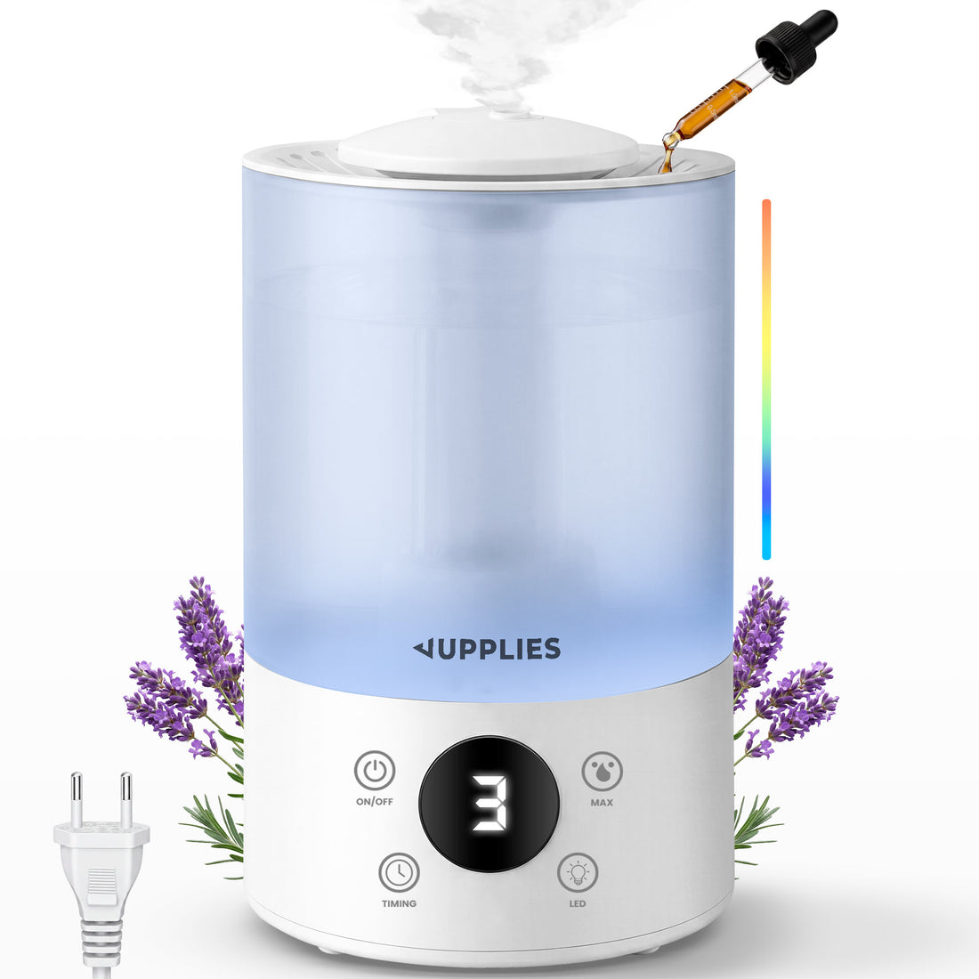 Humidificador ultrasonico 4L con difusor de aceites y luz LED - Jupplies