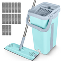 Mopa plana verde menta con cubo doble y 15 recambios de microfibra Jupplies
