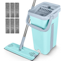Mopa plana verde menta con cubo doble y 6 recambios de microfibra Jupplies