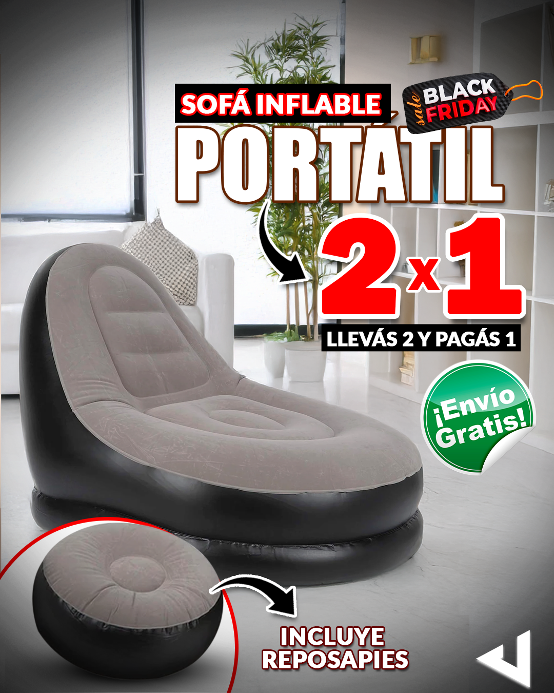 SOFÁ INFLABLE PORTÁTIL OFERTA 2X1 - BLACKFRIDAY