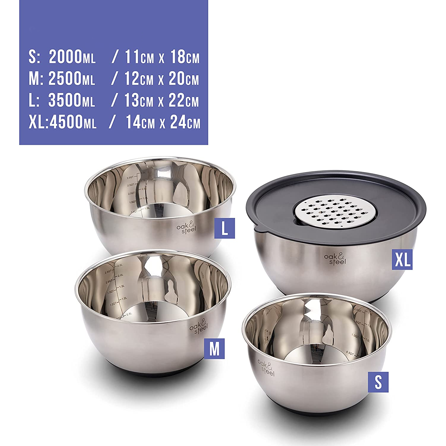 SET DE 4 TUPPERS DE ACERO INOXIDABLE